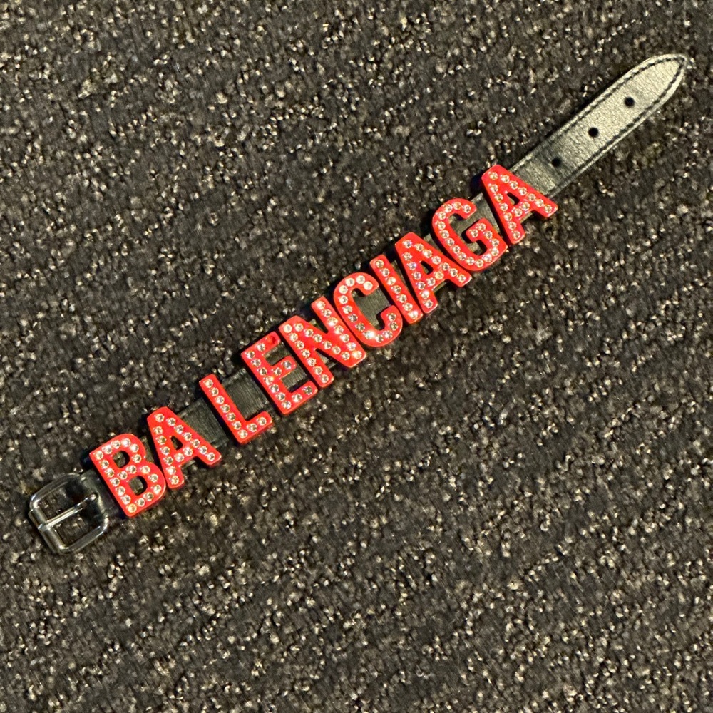 Balenciaga Branded Logo Leather Bracelet